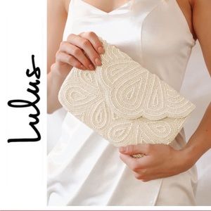 Lulu’s Stunning Addition White Beaded Clutch